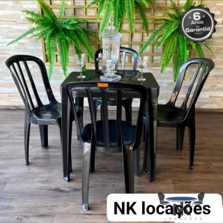 Conjunto plástico cor preto Aluguel de Mesas e Cadeiras Sorocaba Aluguel de Mesa para Eventos Sorocaba